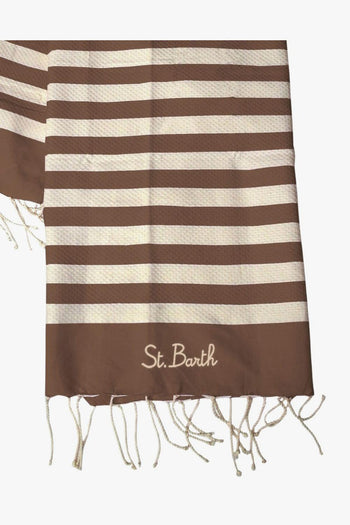 Saint Barth Telo Mare Foutas Righe Unisex Beige-Marrone - 2