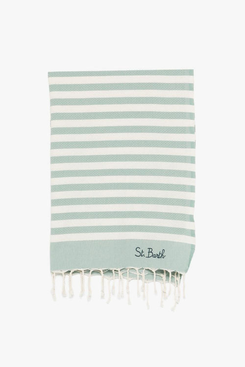 Saint Barth Telo Mare Foutas Righe Unisex Beige-Verde