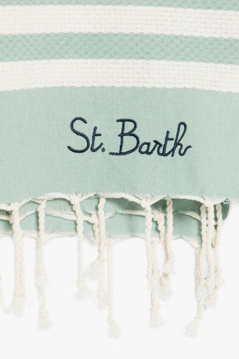 Saint Barth Telo Mare Foutas Righe Unisex Beige-Verde - 2