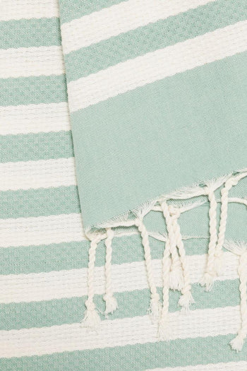 Saint Barth Telo Mare Foutas Righe Unisex Beige-Verde - 3