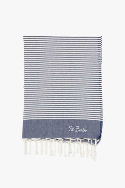 Saint Barth Telo Mare Foutas Unisex Bianco-Blu