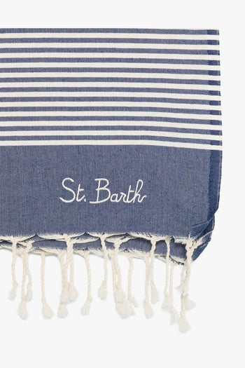 Saint Barth Telo Mare Foutas Unisex Bianco-Blu - 3