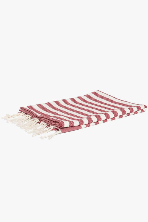 Saint Barth Foutas Unisex Telo Bianco-Rosso Mare A Righe