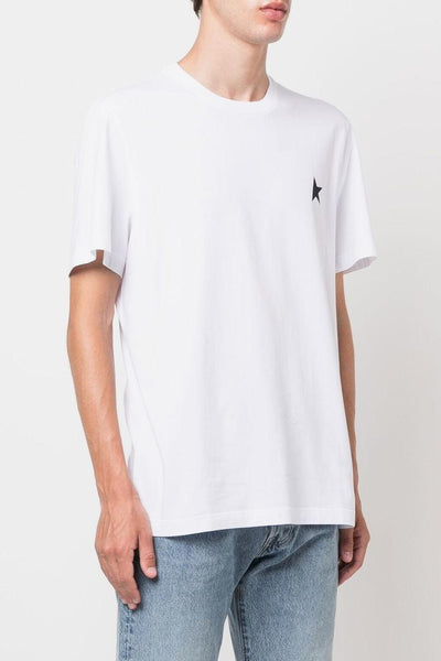 Uomo T-Shirt Bianco Stella sul Petto