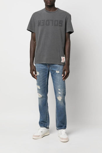 Uomo T-Shirt Grigio Motivo Logo Inverso - 2