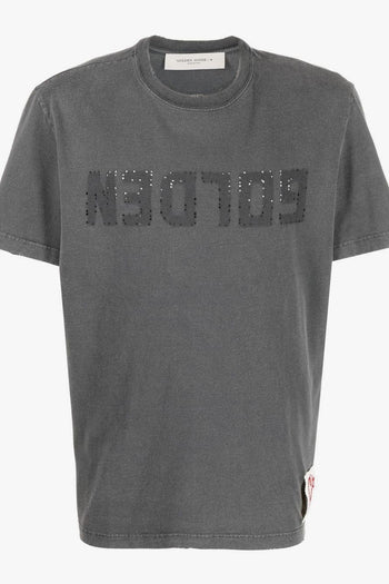 Uomo T-Shirt Grigio Motivo Logo Inverso - 5
