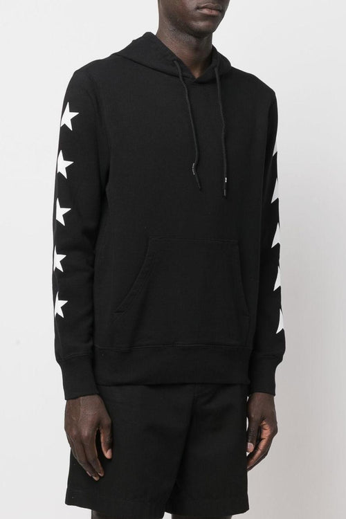 Uomo Felpa Nero Cappuccio Stampa Stella