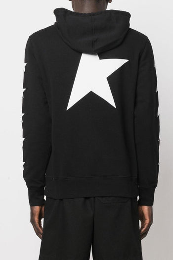 Uomo Felpa Nero Cappuccio Stampa Stella - 4