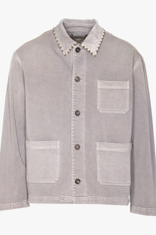 Giacca-Camicia Grigio Uomo con Borchie