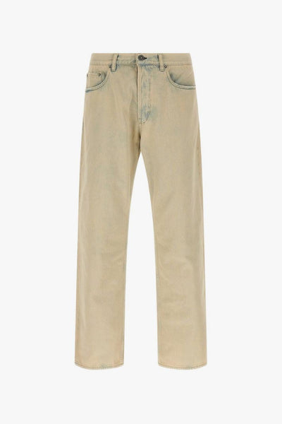 Jeans Beige Uomo Gamba Dritta