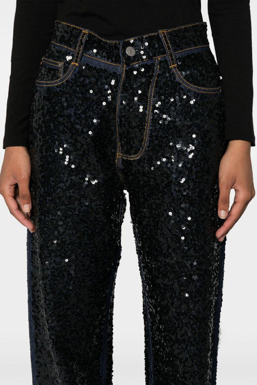 Jeans Multicolore Donna Guff dritti con paillettes - 2