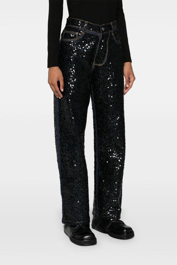 Jeans Multicolore Donna Guff dritti con paillettes - 3