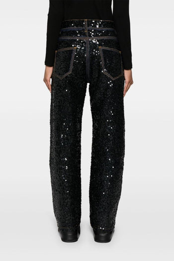 Jeans Multicolore Donna Guff dritti con paillettes - 5