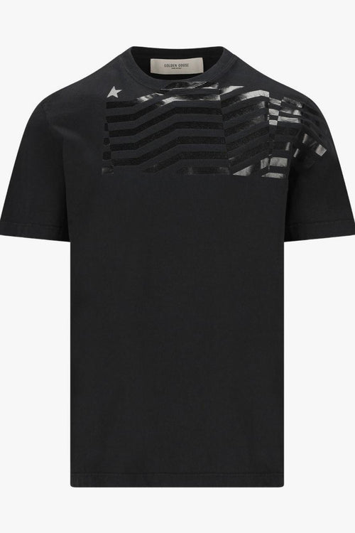 T-Shirt Nero Uomo Stampa Lucida