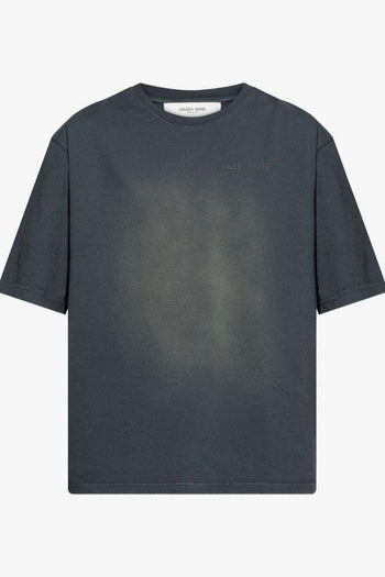 T-Shirt Nero Lavato Uomo Ricamo Logo - 5