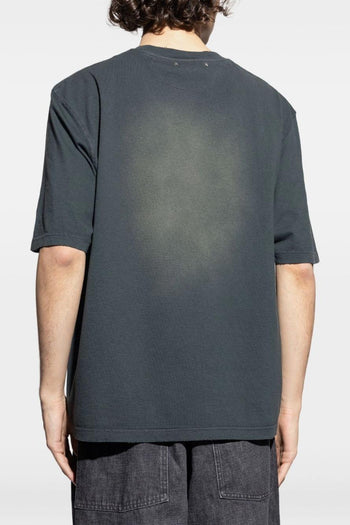 T-Shirt Nero Lavato Uomo Ricamo Logo - 3