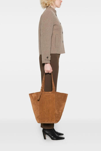 Borsa Marrone Donna Tote Scamosciata - 3