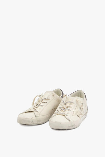 Super Star Donna Sneakers Bianco Dettaglio Coccodrillo - 4
