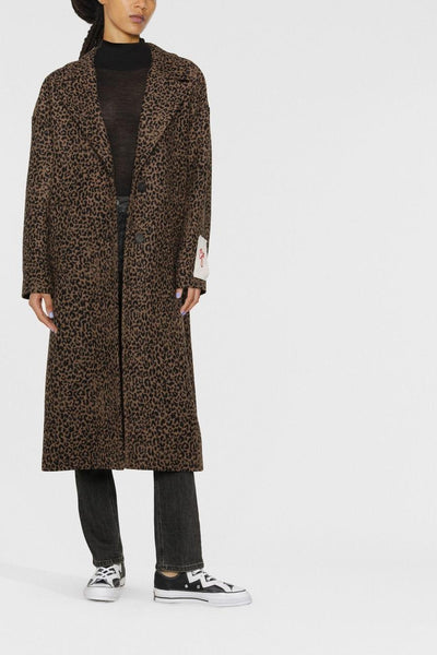 Cappotto Nero-Marrone Donna Animalier