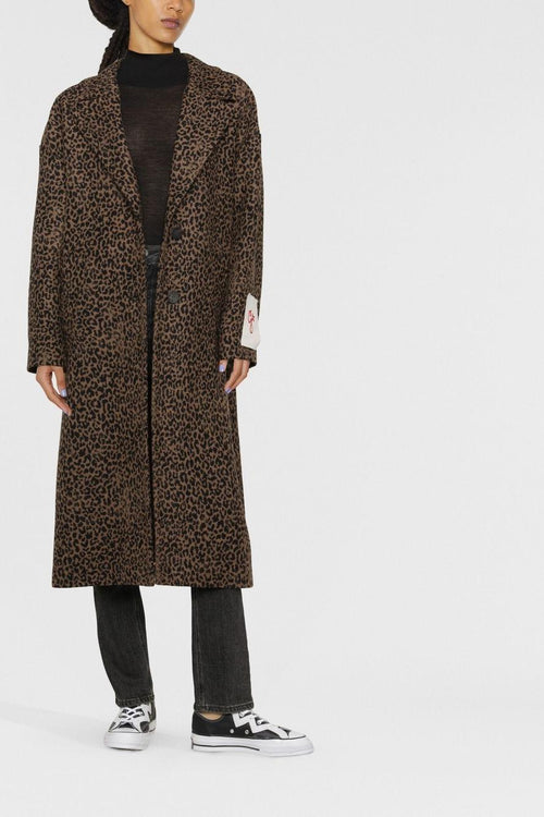 Cappotto Nero-Marrone Donna Animalier