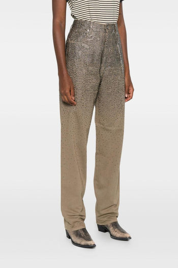 Pantalone Verde Donna con Cristalli - 3