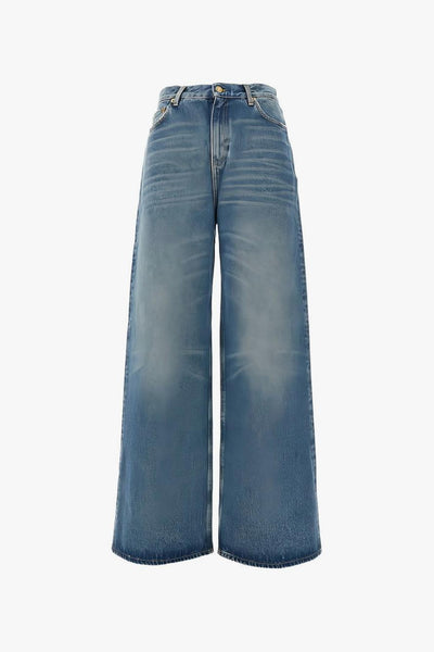 Jeans Blu Donna Gamba Ampia