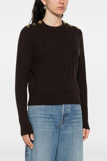 Maglia Marrone Donna con Bottoni - 2