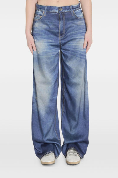Jeans Blu Donna Gamba Ampia