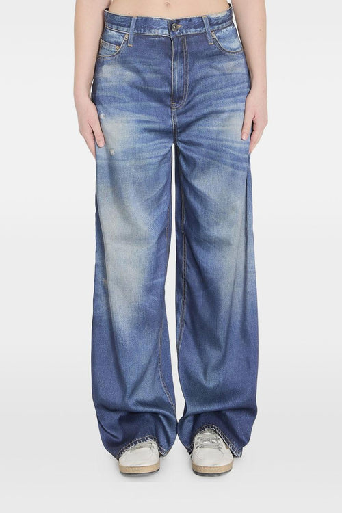 Jeans Blu Donna Gamba Ampia