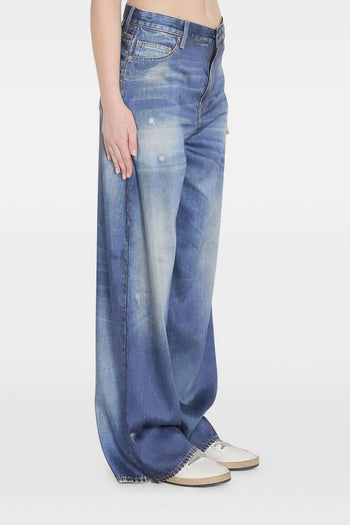 Jeans Blu Donna Gamba Ampia - 2
