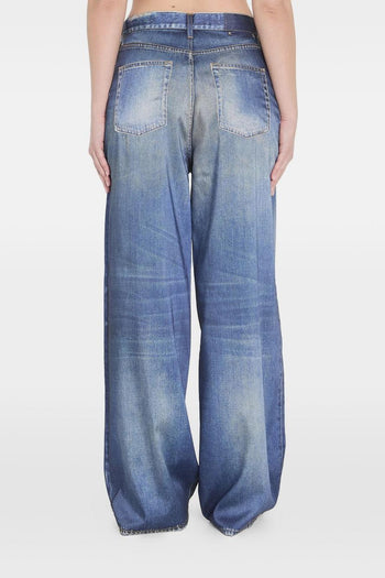 Jeans Blu Donna Gamba Ampia - 4