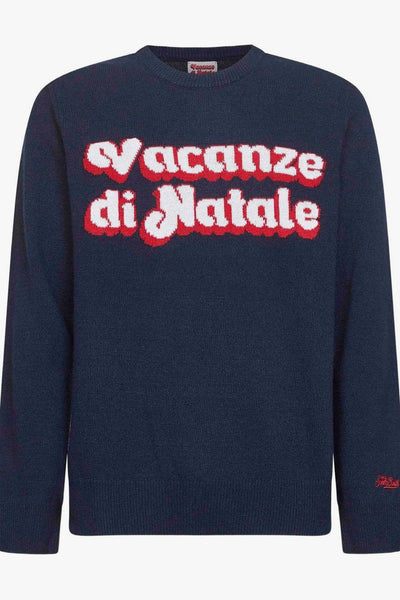 Saint Barth Maglia Blu Uomo Vacanze di Natale