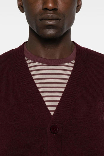 Ami Paris Ami de Coeur Uomo Cardigan Rosso Bordeaux - 4
