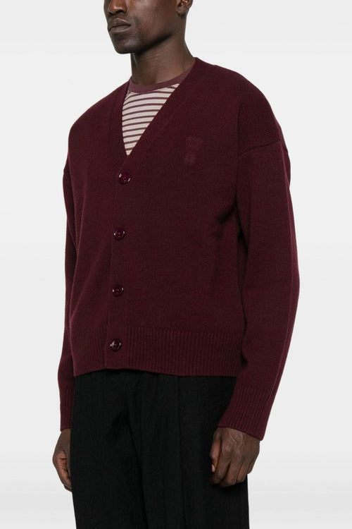 Ami Paris Ami de Coeur Uomo Cardigan Rosso Bordeaux