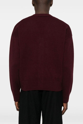 Ami Paris Ami de Coeur Uomo Cardigan Rosso Bordeaux - 3