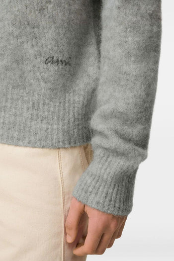 Ami Paris Polo Uomo Maglia Grigia Lana con Maniche Lunghe - 4