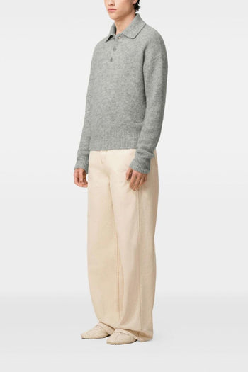 Ami Paris Polo Uomo Maglia Grigia Lana con Maniche Lunghe - 2