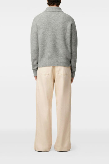 Ami Paris Polo Uomo Maglia Grigia Lana con Maniche Lunghe - 3