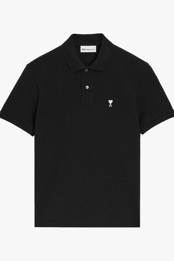 Ami Paris Polo Micro Ricamo Cuore Uomo Nero - 5