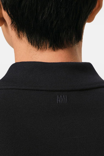 Ami Paris Polo Micro Ricamo Cuore Uomo Nero - 4