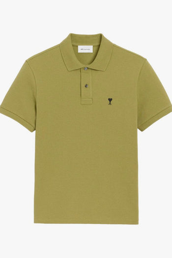 Ami Paris Polo Micro Ricamo Cuore Uomo Verde - 5