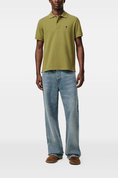 Ami Paris Polo Micro Ricamo Cuore Uomo Verde