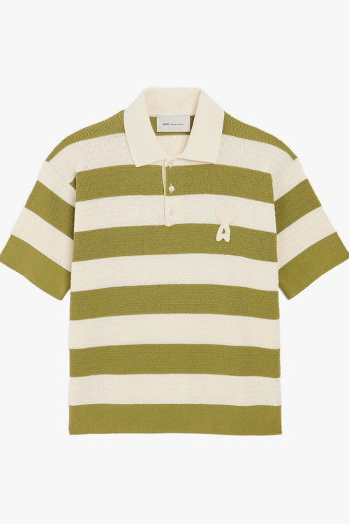 Ami Paris Polo Righe Uomo Bianco-Verde