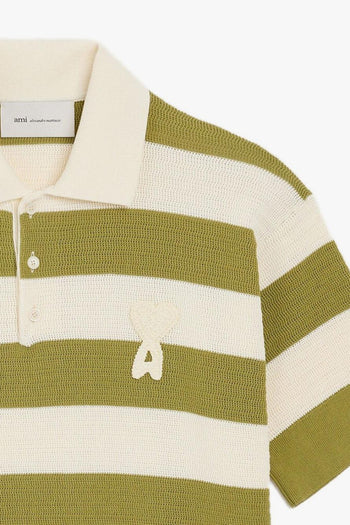 Ami Paris Polo Righe Uomo Bianco-Verde - 2
