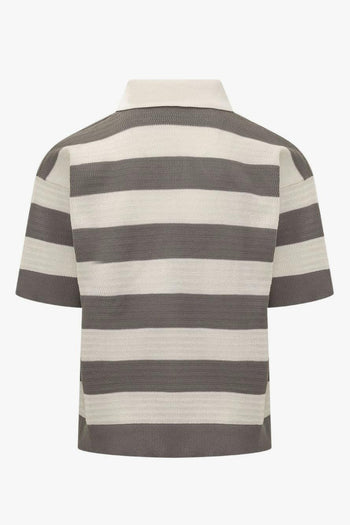 Ami Paris Polo Righe Uomo Bianco-Grigio - 2
