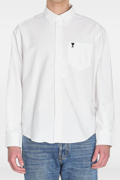 Ami Paris Camicia Micro Cuore Uomo Bianco