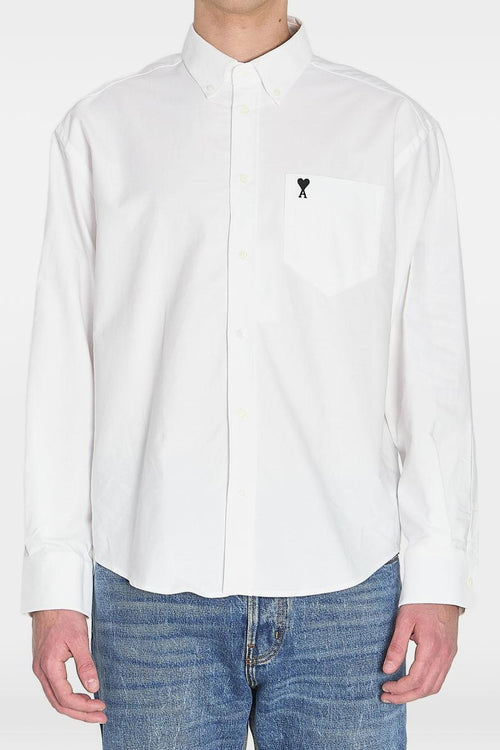 Ami Paris Camicia Micro Cuore Uomo Bianco