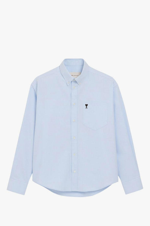 Ami Paris Camicia Micro Cuore Uomo Blu