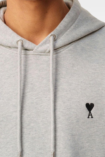 Ami Paris Ami de Coeur Uomo Felpa con Cappuccio Grigia - 5