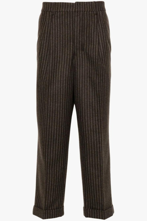 Pantalone Marrone Uomo Gessato